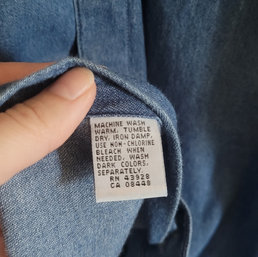 Vtg AXXA Embroidered Denim Button Down, Women's 16, Blue Jean - Picture 5 of 8